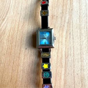 Lei ladies rectangular blue dial fashion watch NEW BATTERY